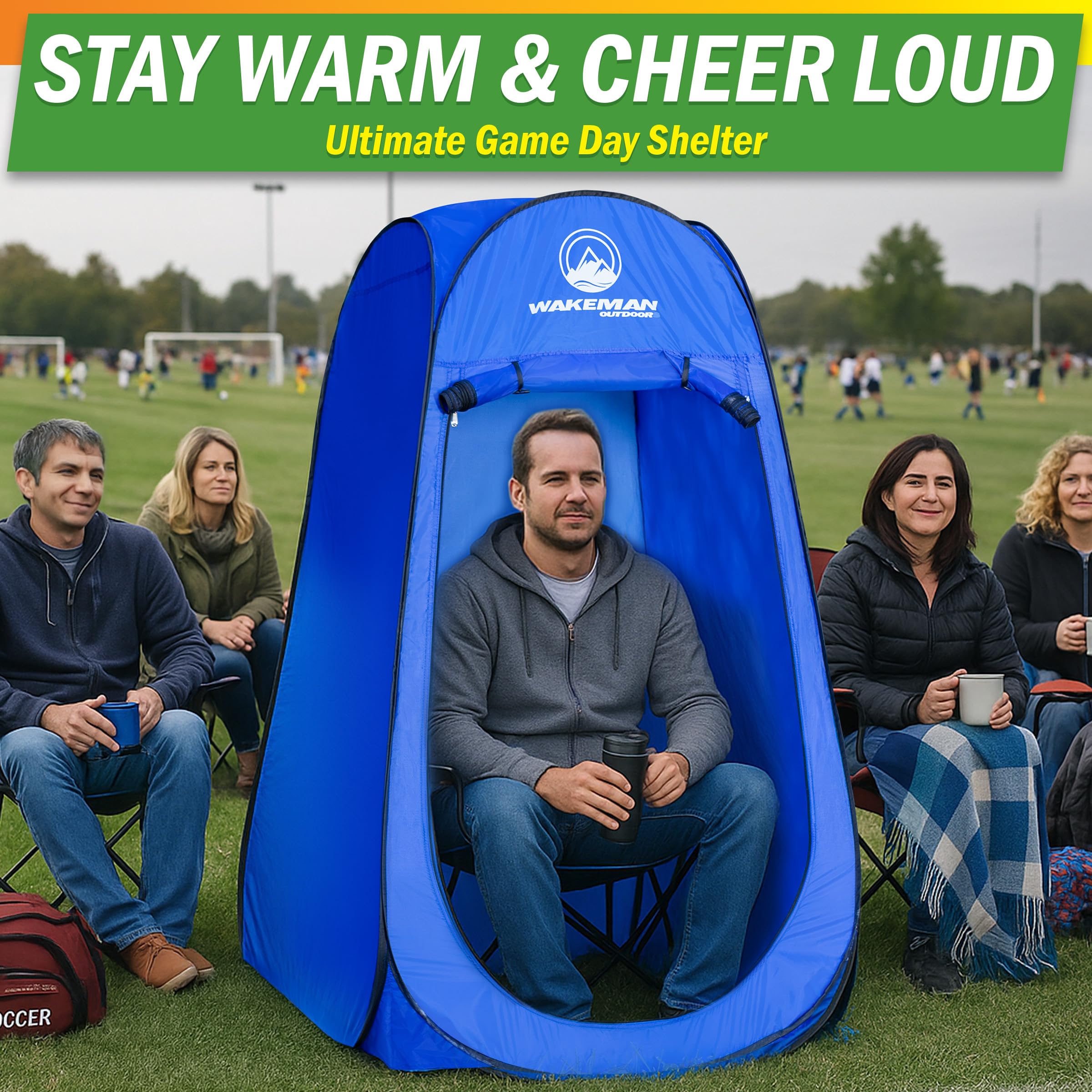 Wakeman stakes and guy lines secure tent on uneven ground