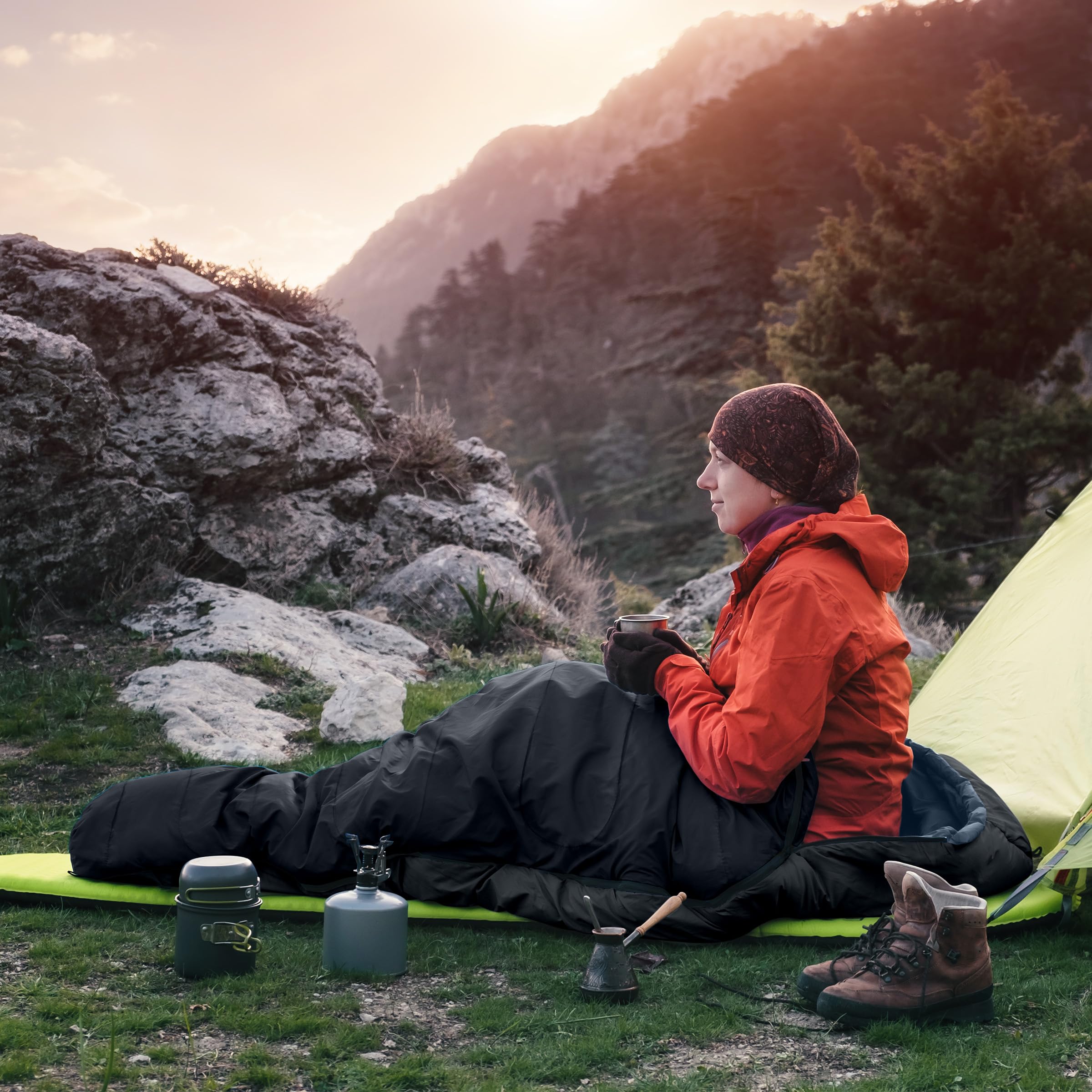 Wakeman Mummy Sleeping Bag carrying case for easy transport