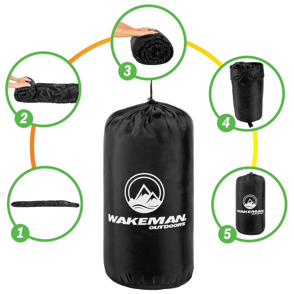 Wakeman Mummy Sleeping Bag lightweight fill delivering warmth without bulk