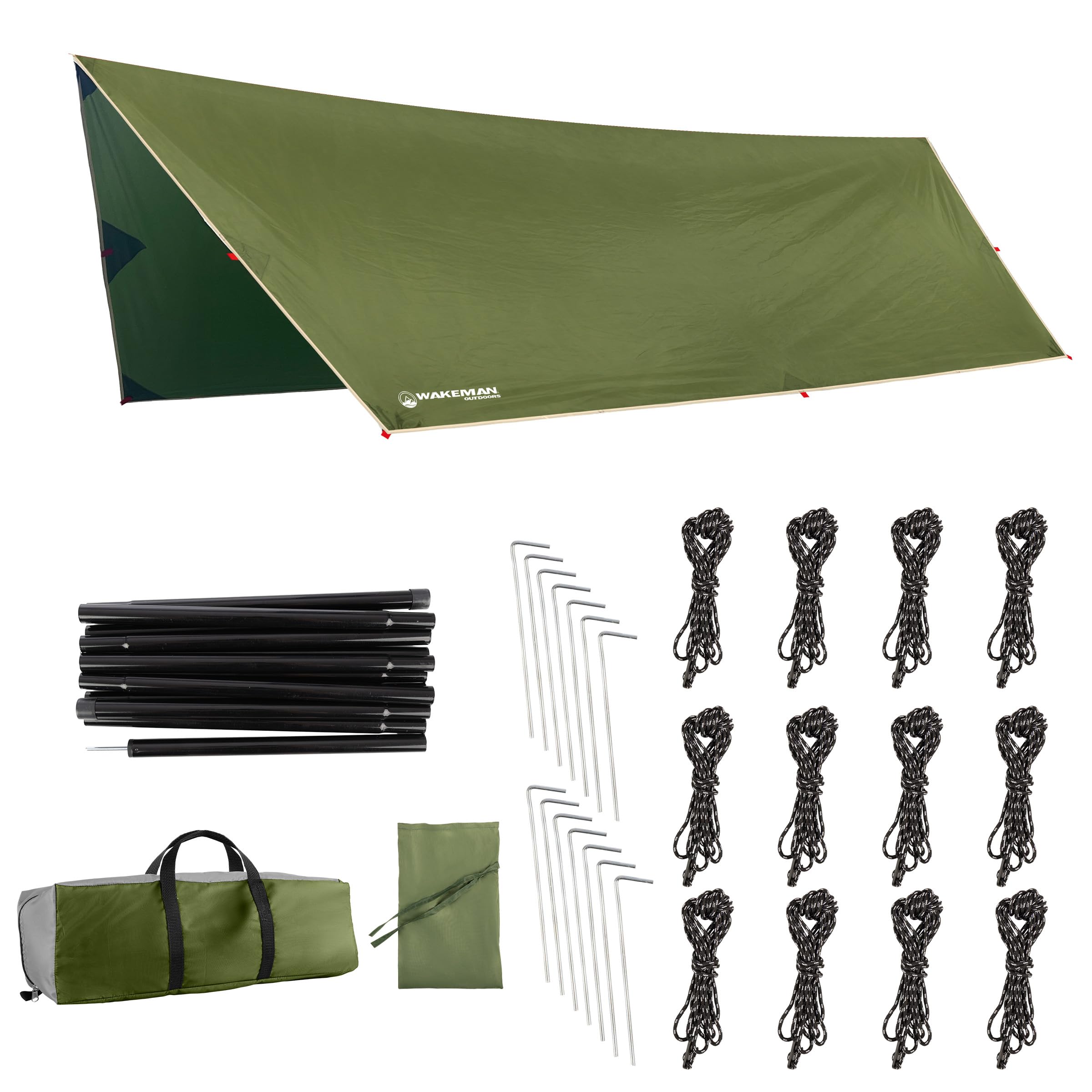 Wakeman Outdoors 15x12 camping tarp setup for quick shelter