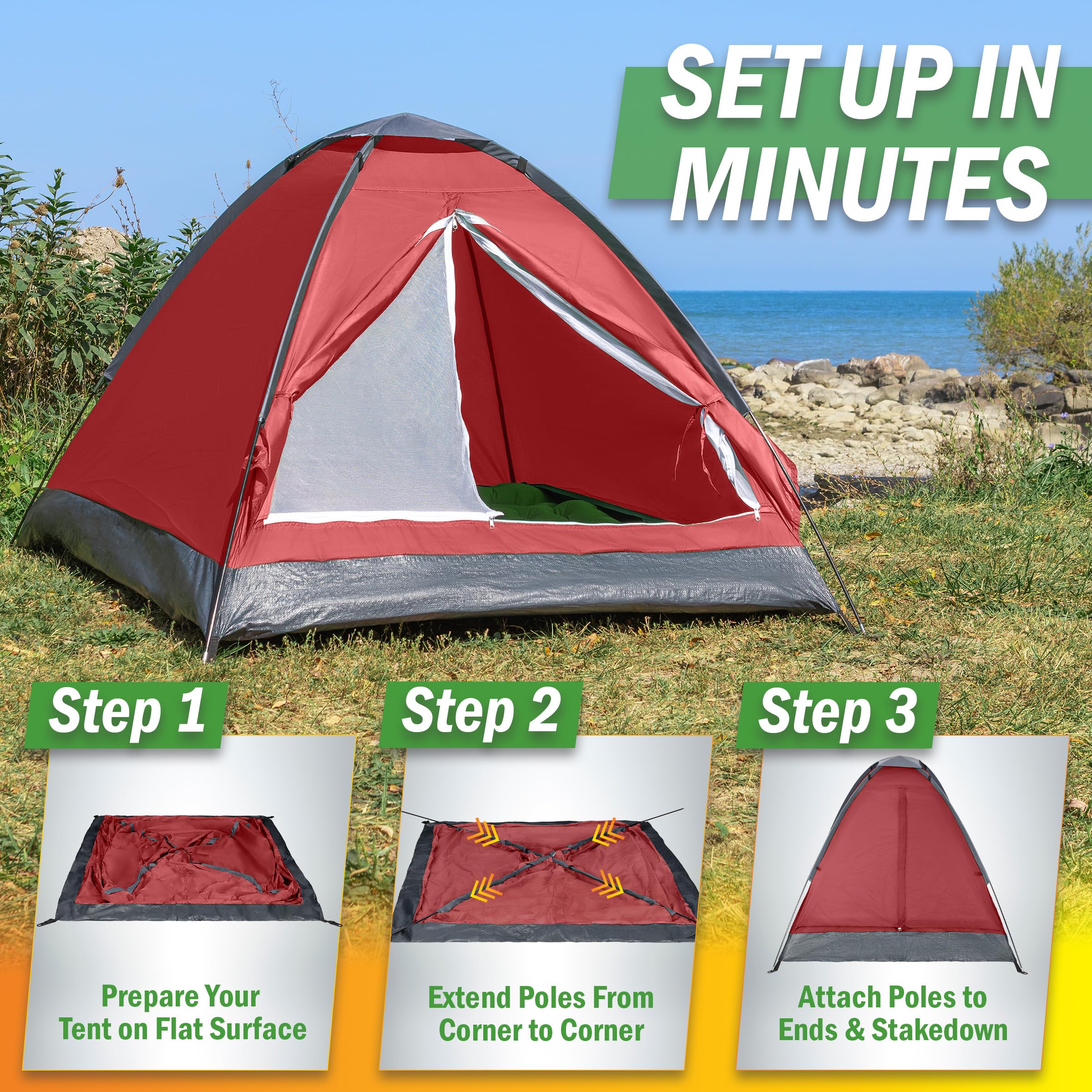 Wakeman Outdoors tent dimensions show roomy interior