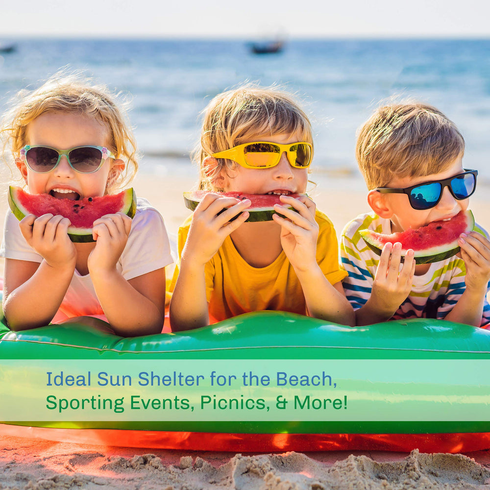 Wakeman Outdoors Beach Tent Sun Shelter fiberglass poles provide sturdy support.