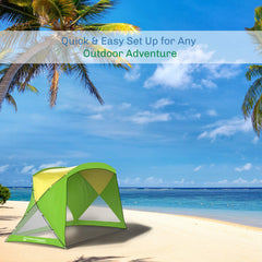 Wakeman Outdoors Beach Tent Sun Shelter front view shows quick setup capability.