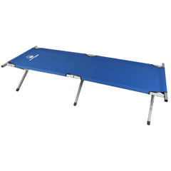 Wakeman Outdoors camping cot blue folded for easy transport