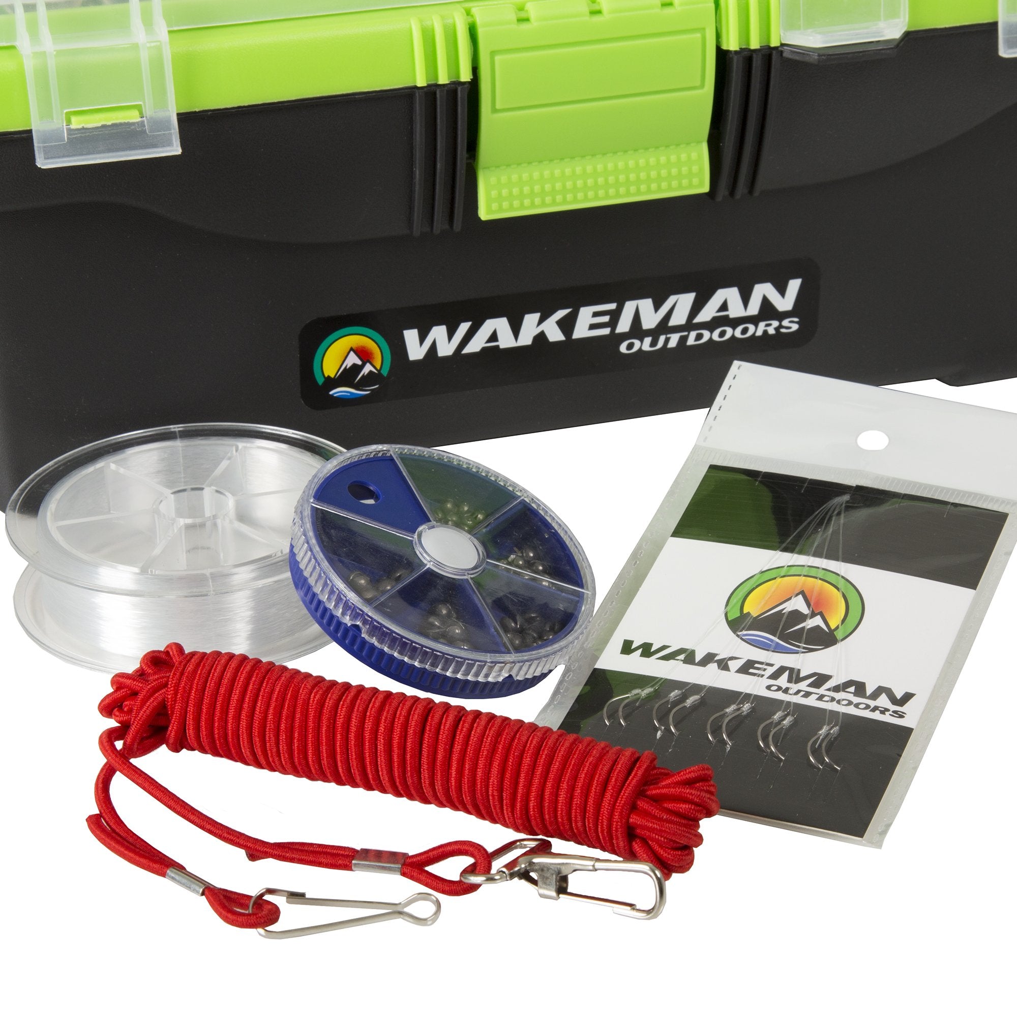 Wakeman Outdoors tackle box with lid secured for secure transport