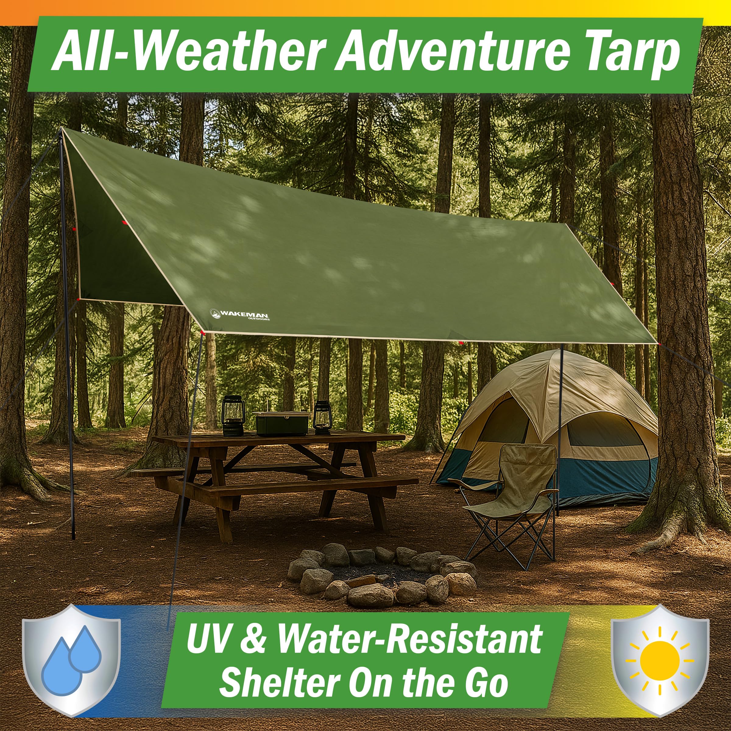 Wakeman Outdoors tarp poles collapsible for easy transport