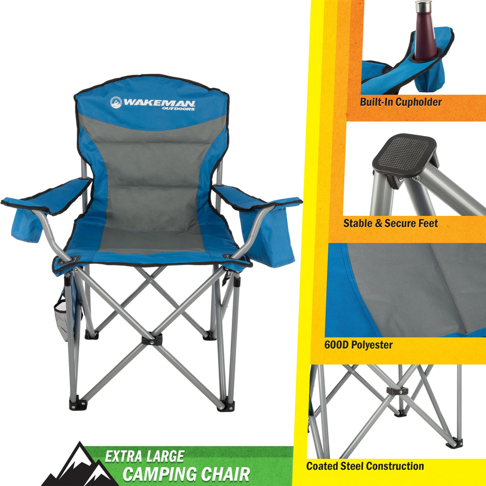 Wakeman Oversized Camping Chair adjustable armrests enhance seated comfort