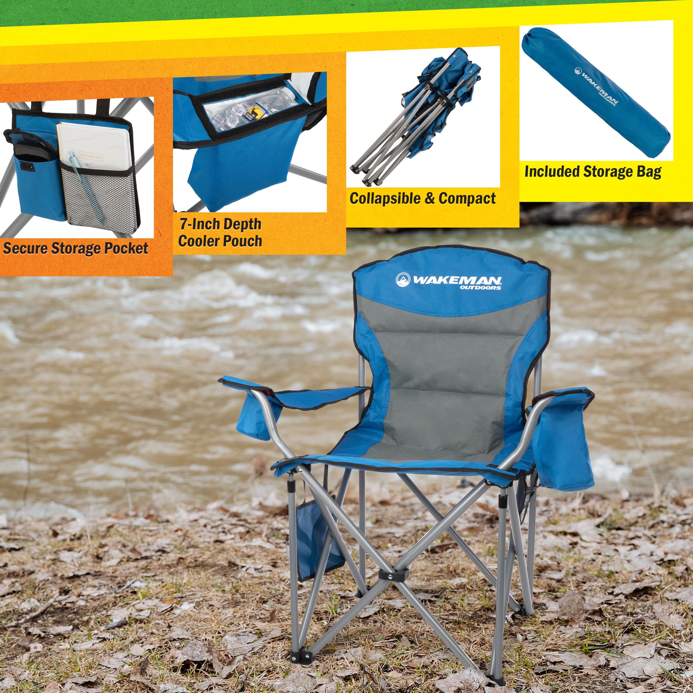Wakeman Oversized Camping Chair carrying bag offers effortless transport
