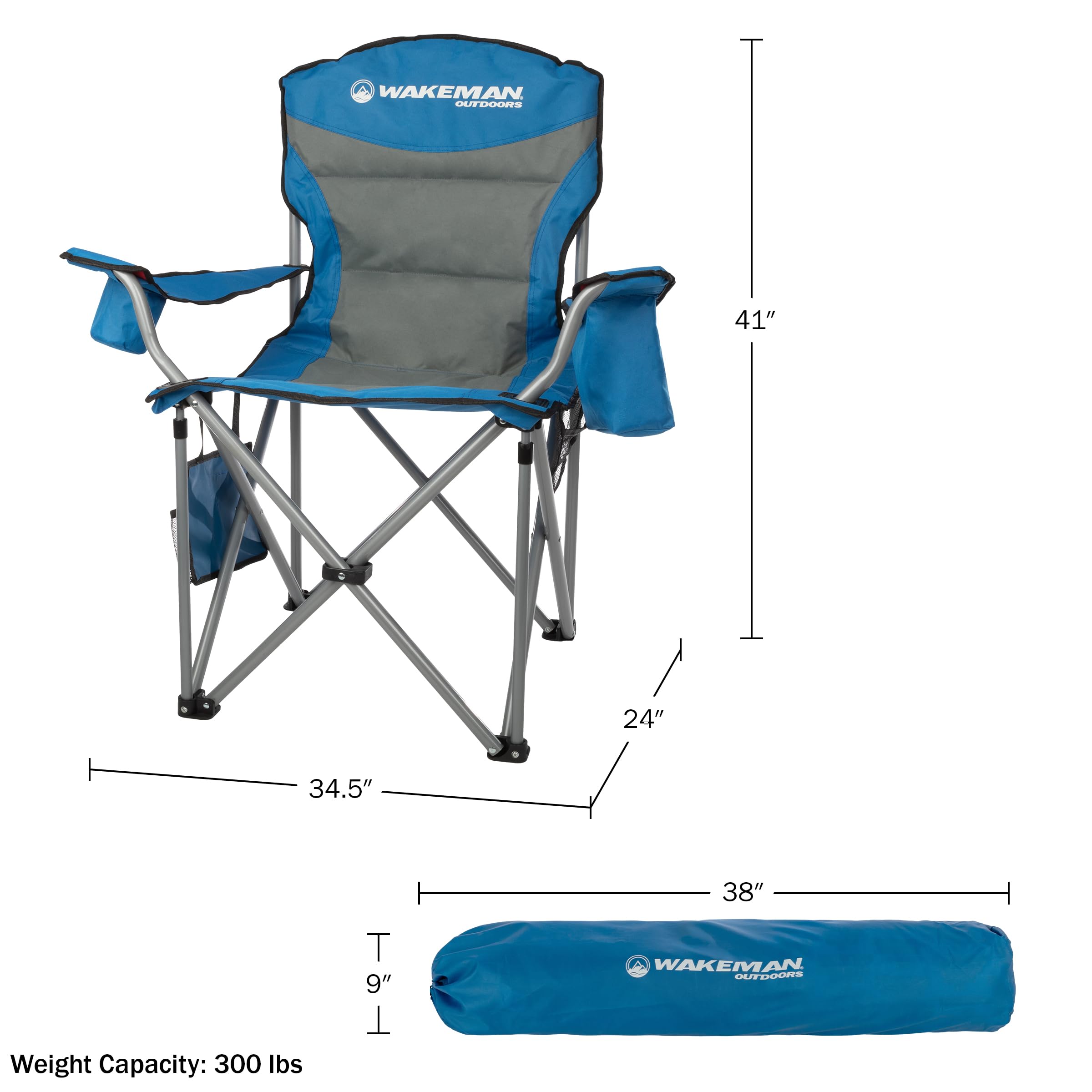 Wakeman Oversized Camping Chair cooler pouch keeps beverages within reach