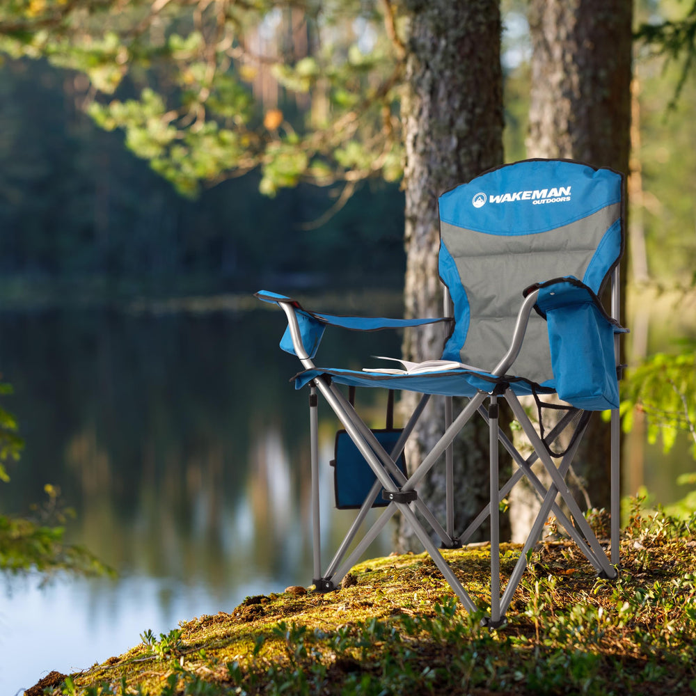 Wakeman Oversized Camping Chair side pocket highlights quick storage for essentials