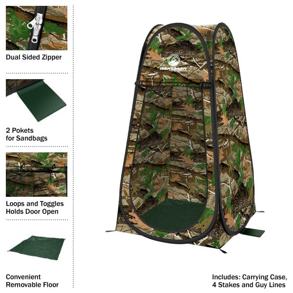 Wakeman Pop Up Pod camo door privacy demonstrates quick access and closing convenience
