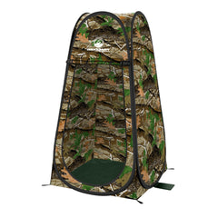 Wakeman Pop Up Pod camouflage privacy tent deployed at campsite
