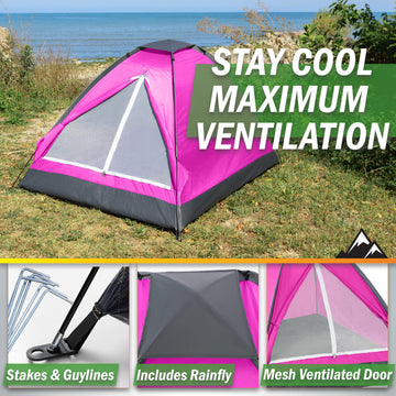 Removable rain fly on Wakeman tent, flexible weather protection.