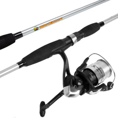 Wakeman 78-inch rod-and-reel combo ready for bass and trout along the shore