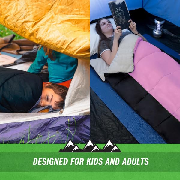 Wakeman pink sleeping bag with 190T polyester shell and lining