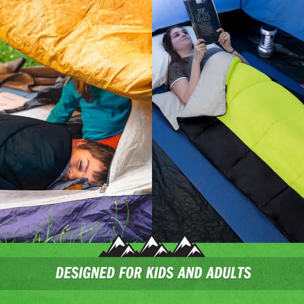 Wakeman sleeping bag rated down to 25 degrees for seasonal use.