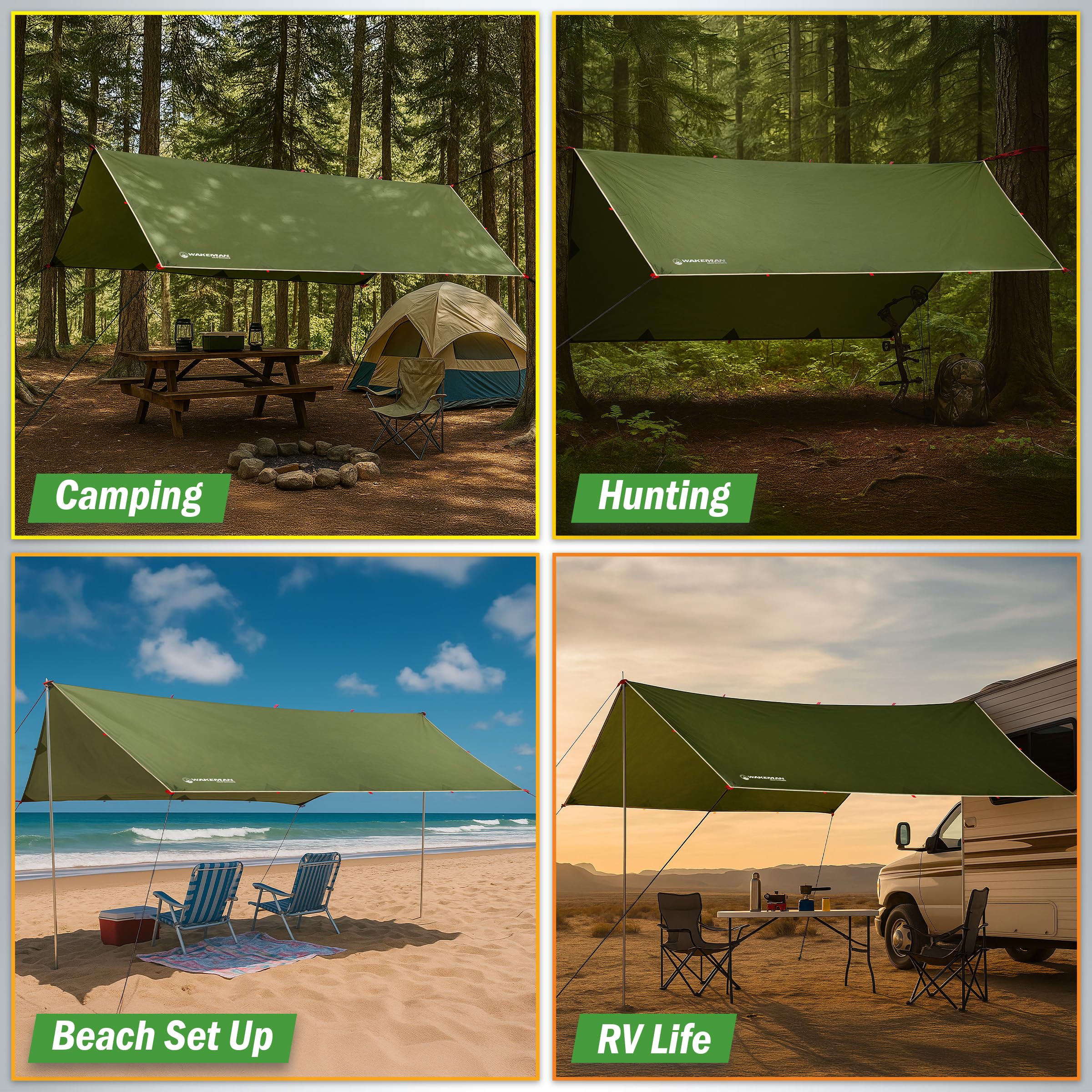 Wakeman tarp with 3000mm water resistance to help keep you dry