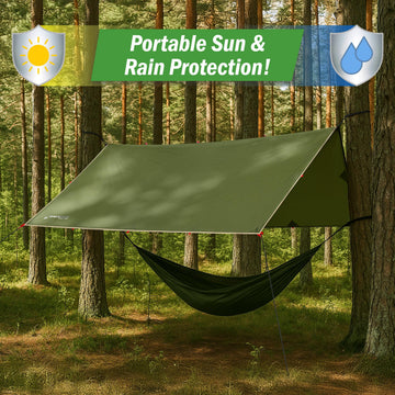 Wakeman tarp used as hammock rain fly for added protection