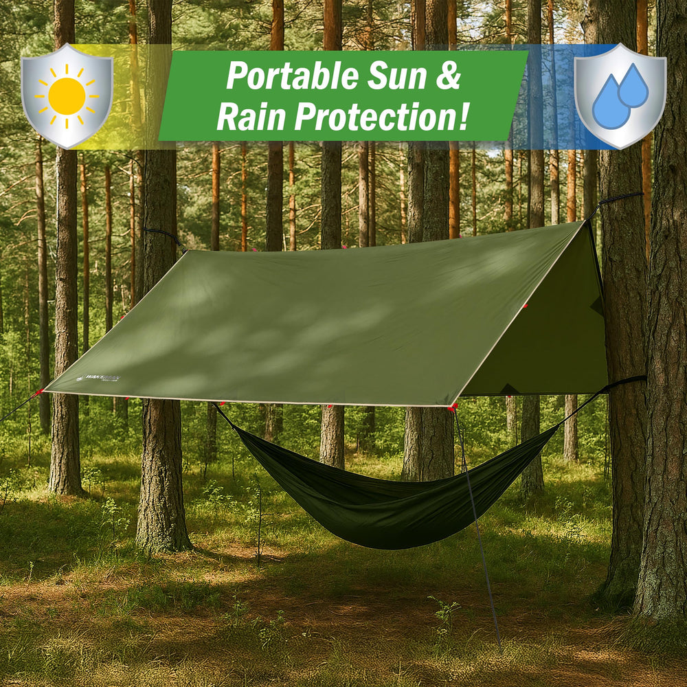 Wakeman tarp used as hammock rain fly for added protection