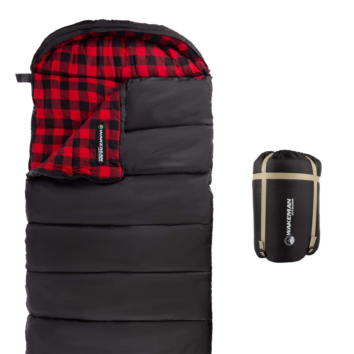 Wakeman XL sleeping bag exterior shell keeps you dry during damp outdoor nights.