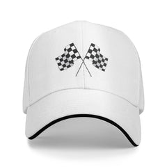 Waldeal men's baseball cap white with checkered flags design