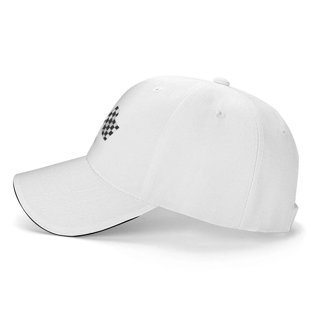 Front view of Waldeal cap with checkered flags motif