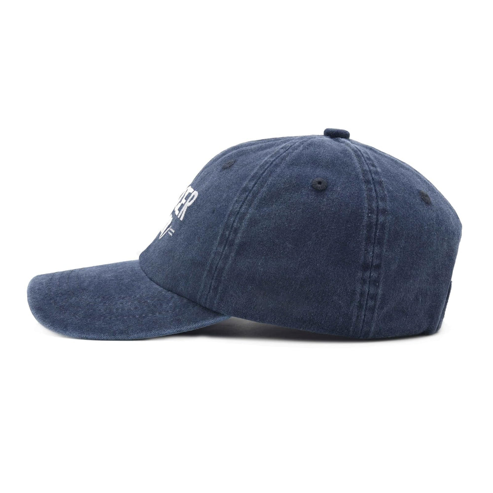 Close-up of Waldeal 100% cotton fabric on navy cap