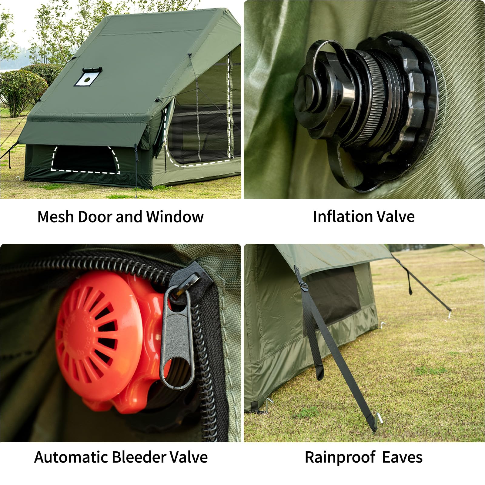 WaldZimmer green tent with stove jack enables inside cooking when conditions permit