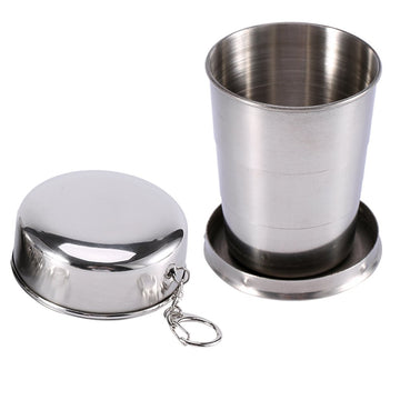 Walfront collapsible cup folded for travel, showcasing compact design.