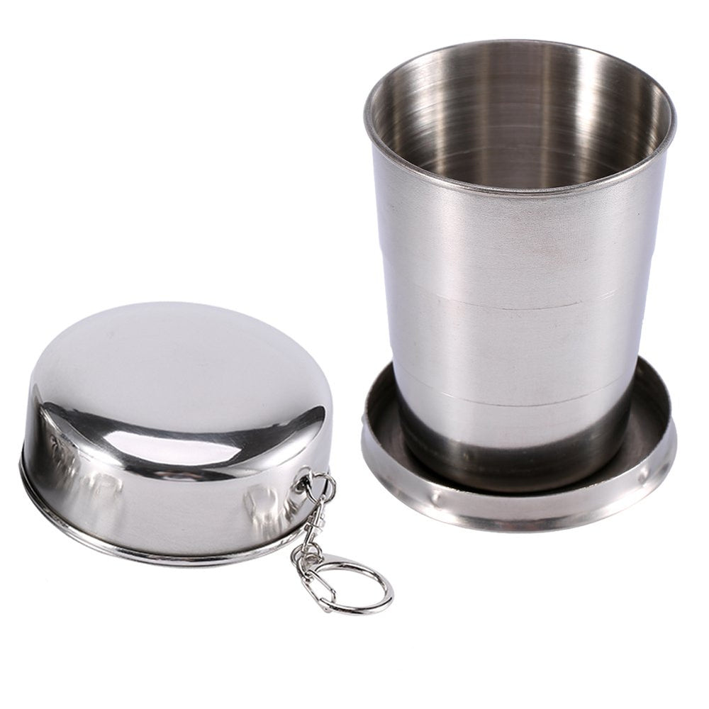 Walfront collapsible cup folded for travel, showcasing compact design.