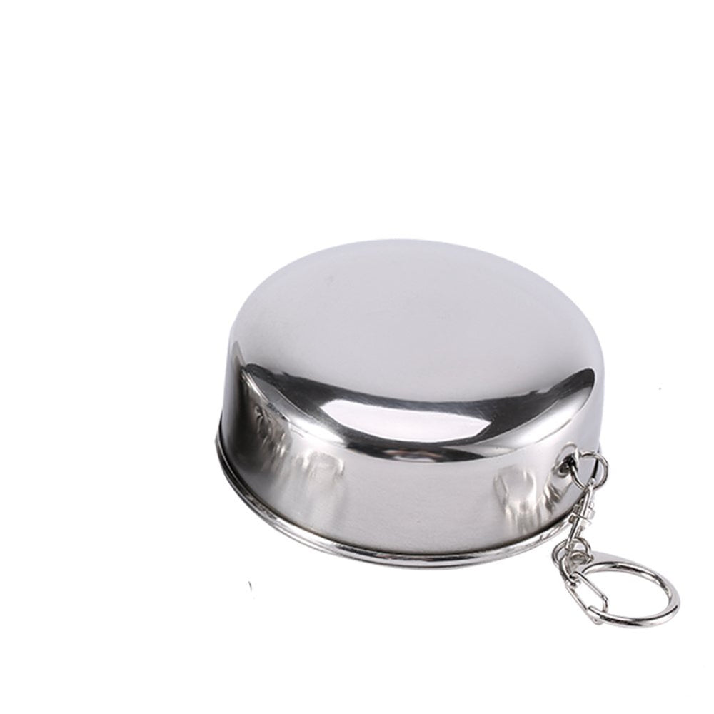 Walfront stainless steel cup folded compact in a backpack pocket.