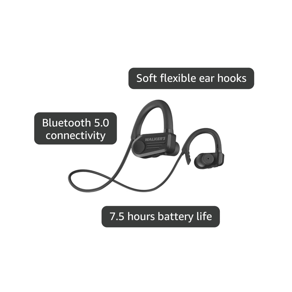 Walker’s ATACS Earbuds Bluetooth 5.0 pairing with a phone via the Walker’s LINK app.