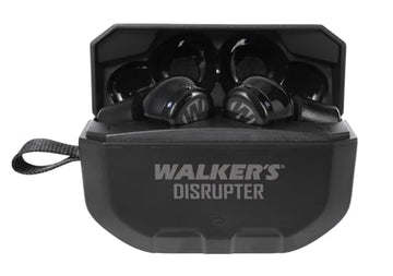Walker's Disrupter Earbuds ambient sound settings for situational awareness outdoors.