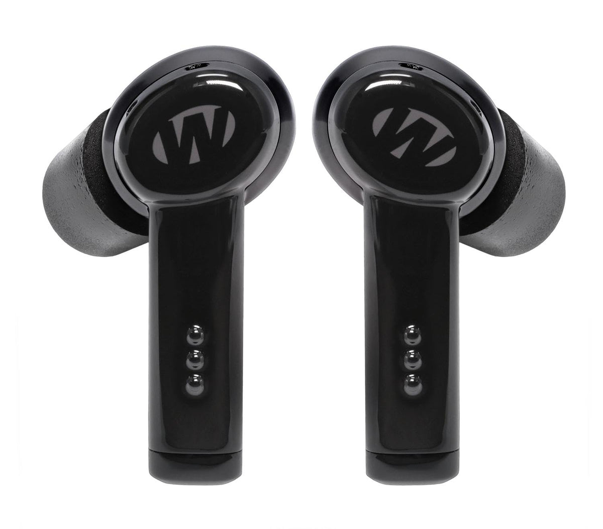 Walker's Disrupter Earbuds pairing via Bluetooth for wireless listening and protection.