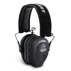 Walker’s Razor Compact earmuffs folded for easy range storage and transport.
