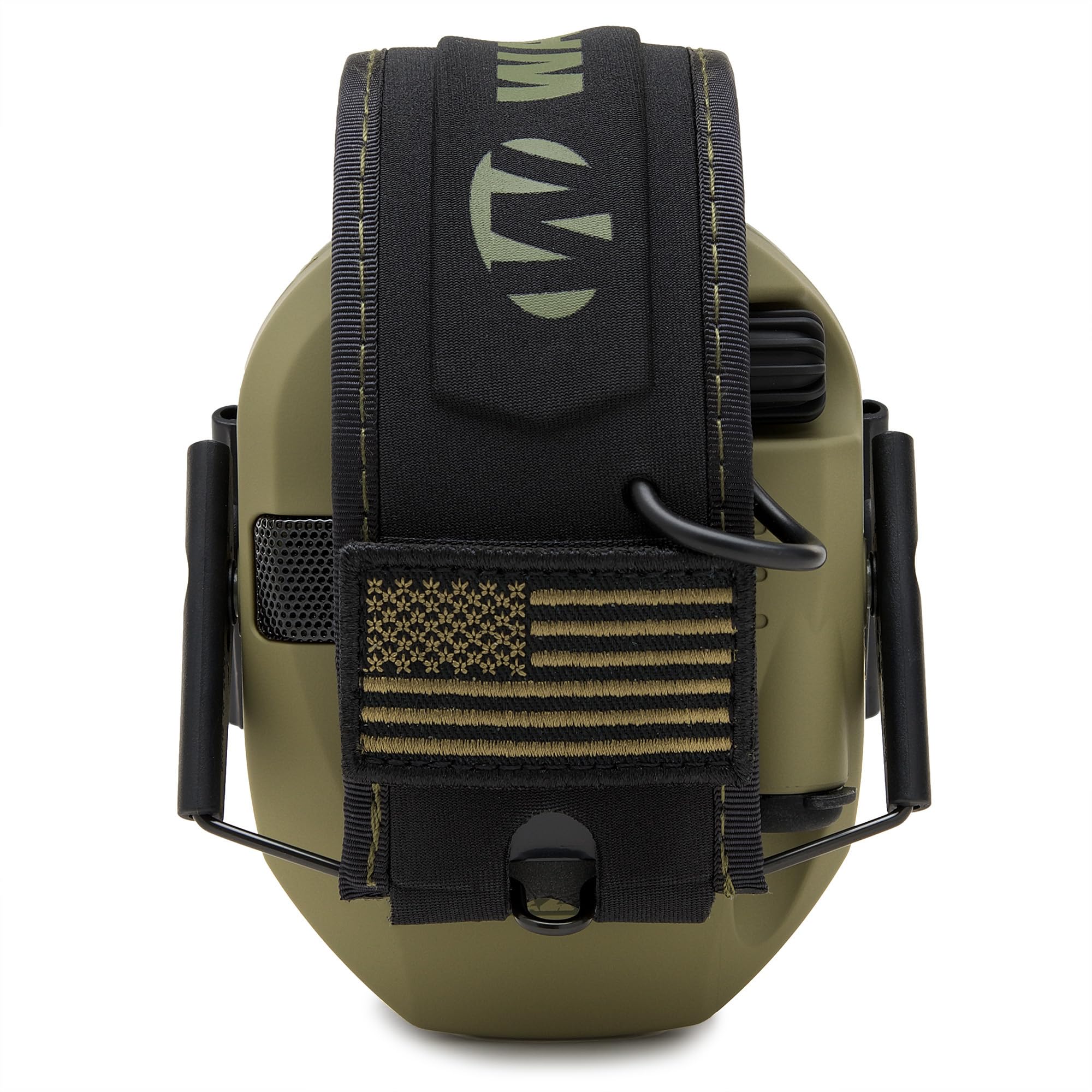 Walker’s Razor Slim Patriot earcup texture; rugged coating protects interior electronics.