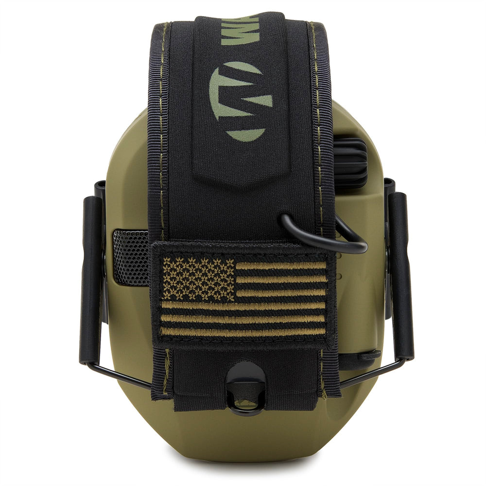 Walker’s Razor Slim Patriot earcup texture; rugged coating protects interior electronics.