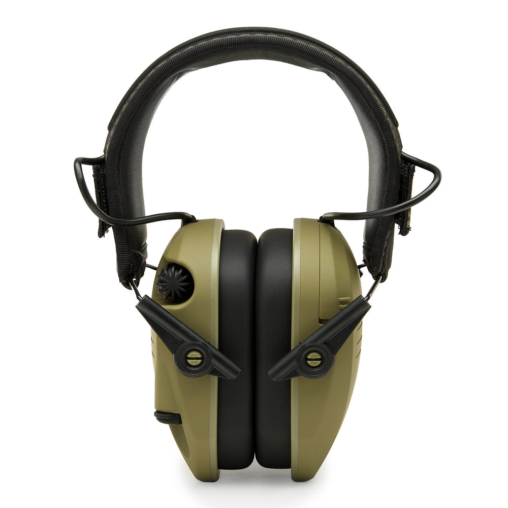 Walker’s Razor Slim Patriot microphones close-up; omni-directional design for natural ambient sound.