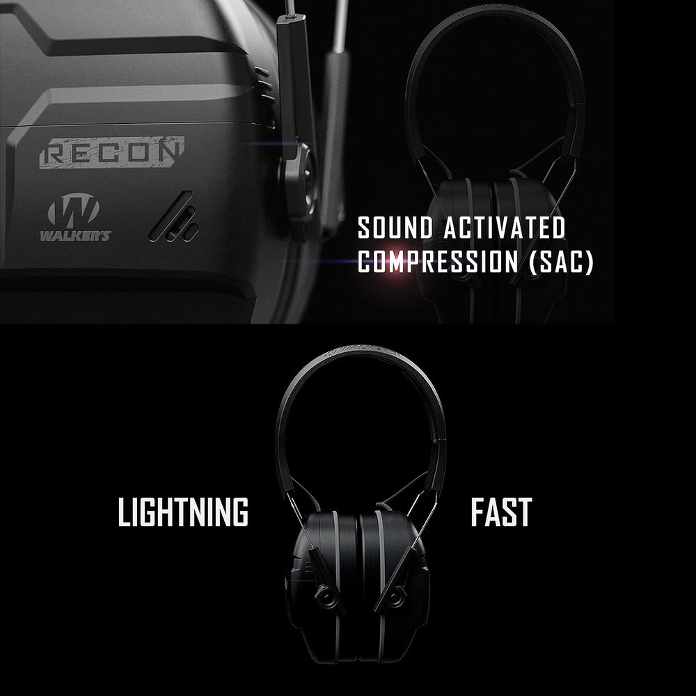 Walker's Recon Digital Muffs 3.5mm jack adds versatile audio connectivity for training.