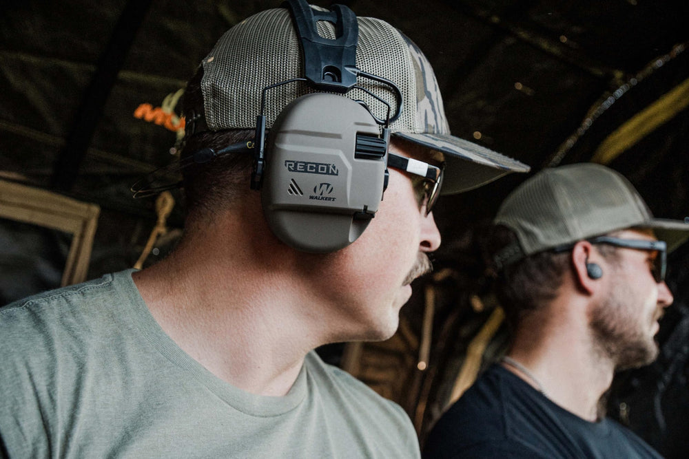 Walker's Recon Digital Muffs include two AAA batteries for powered sessions