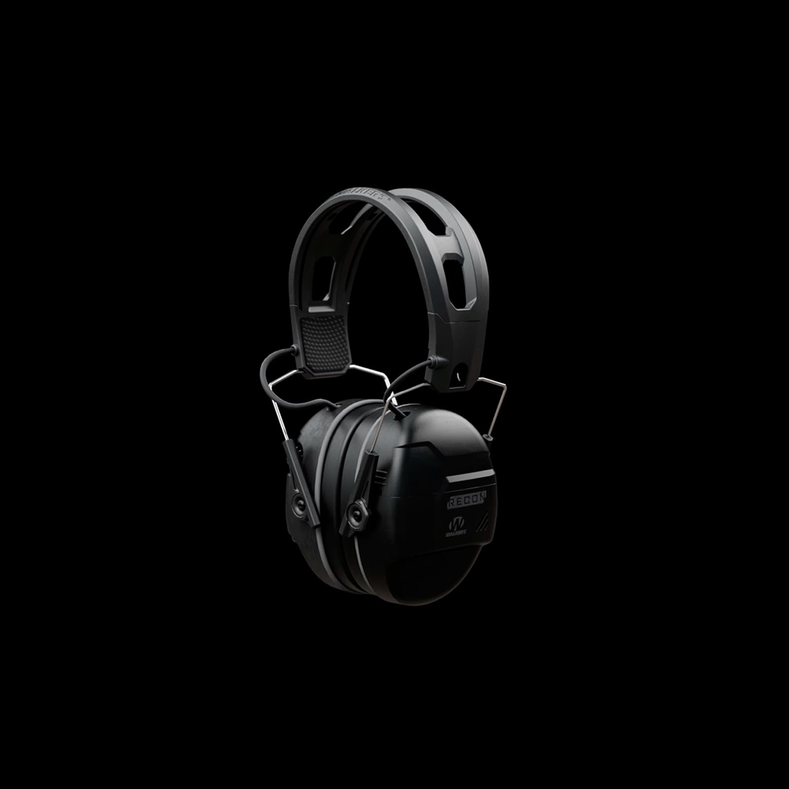 Walker's Recon Digital Muffs SAC compression shows instant loud-noise suppression for safety.