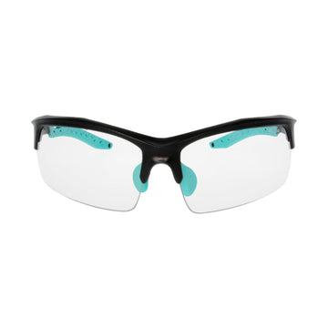 Walker's teal lenses close-up highlighting polycarbonate clarity