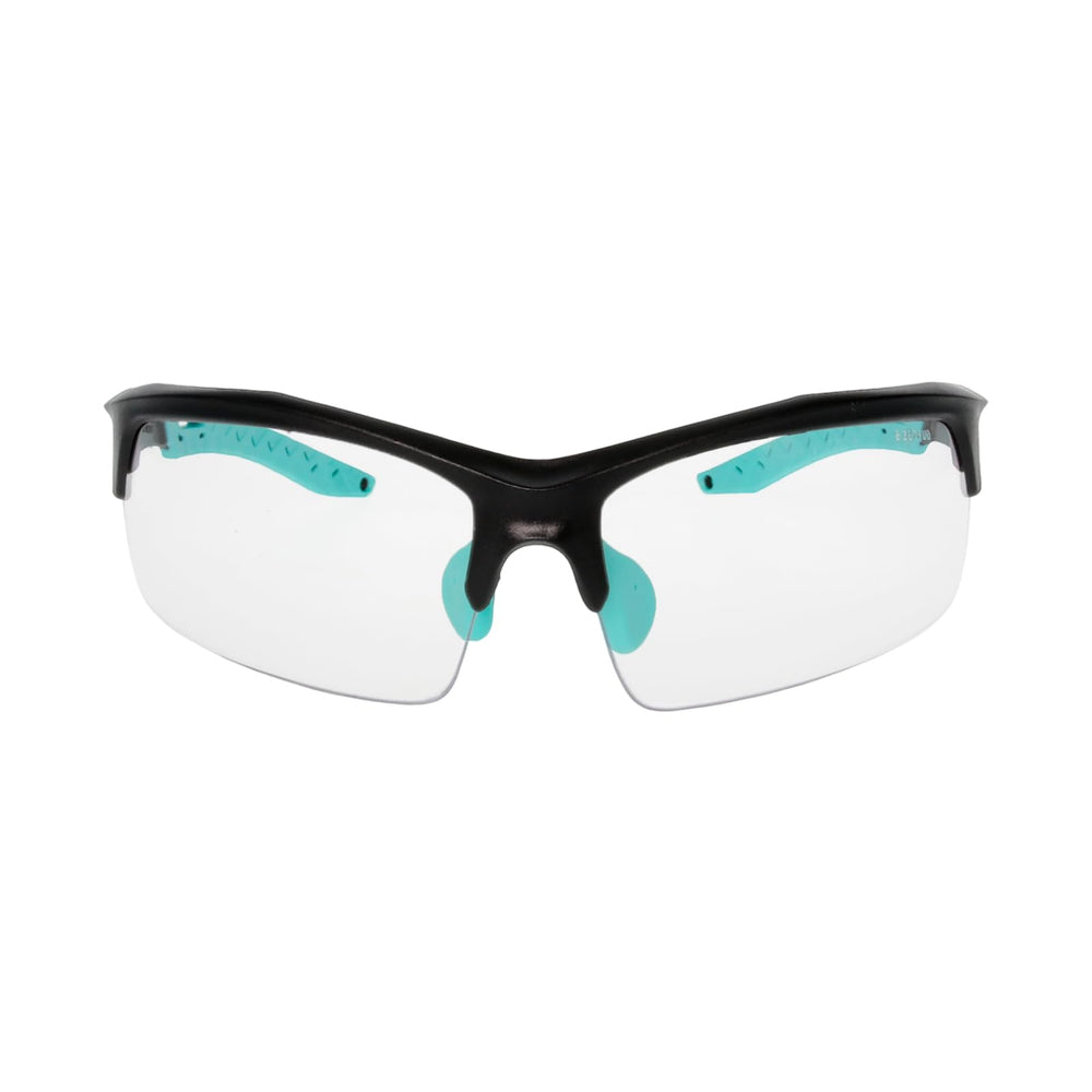 Walker's teal lenses close-up highlighting polycarbonate clarity