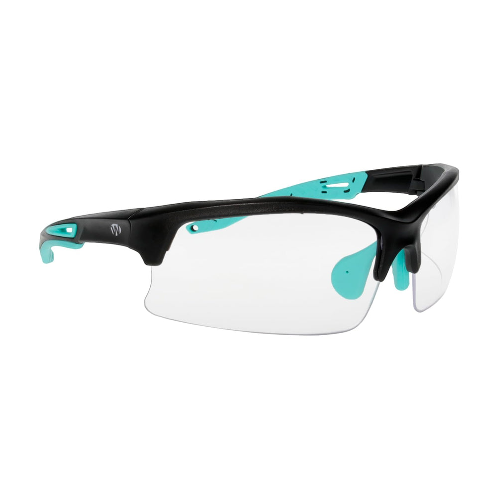 Walker's teal glasses side view with non-slip temples for active wear