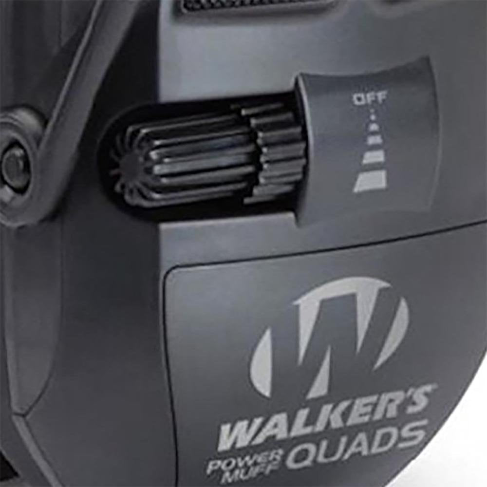 Walker's Ultimate Power Muff Quads battery compartment with included AAA batteries.