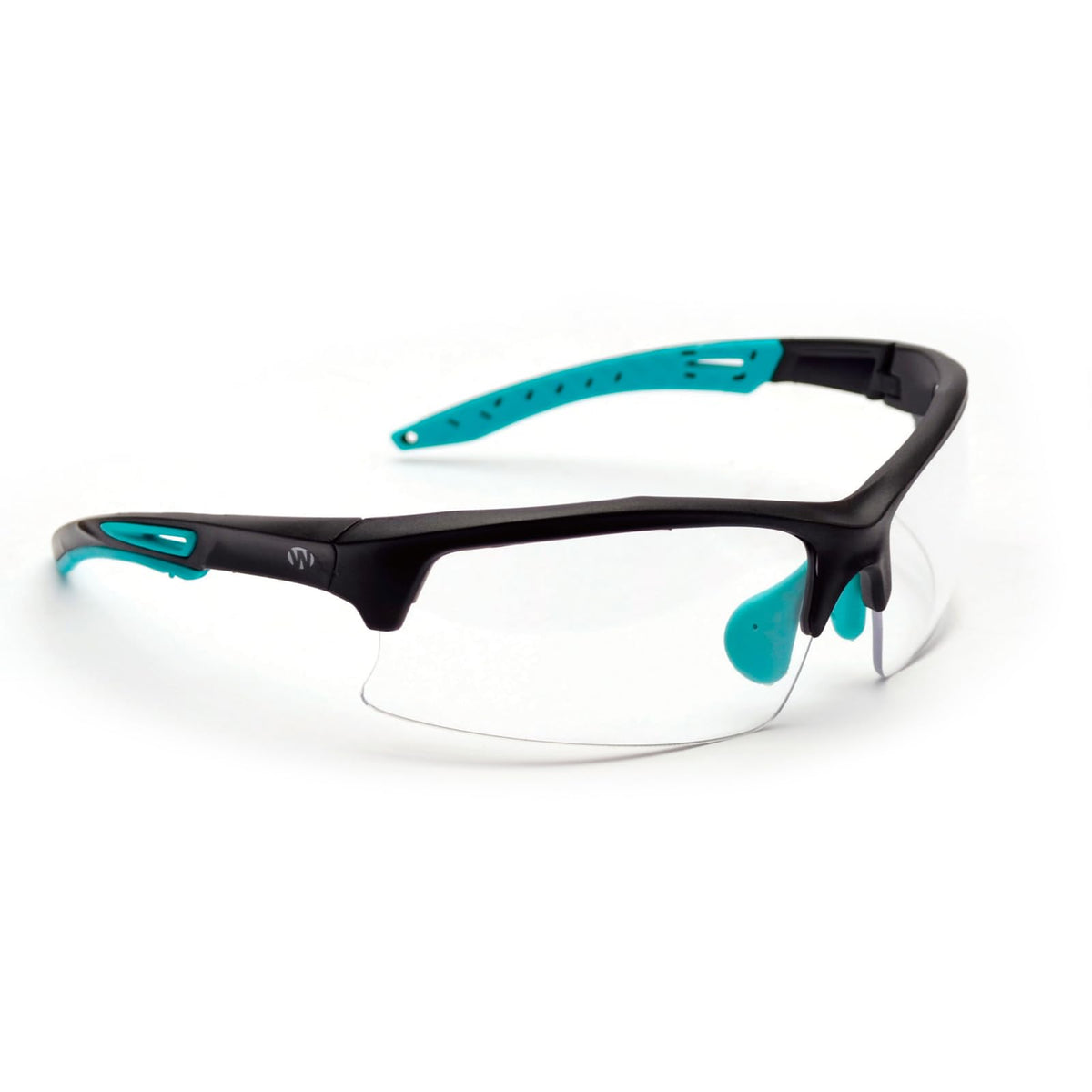 Walker's unisex teal impact-resistant sport glasses with rubberized frame.
