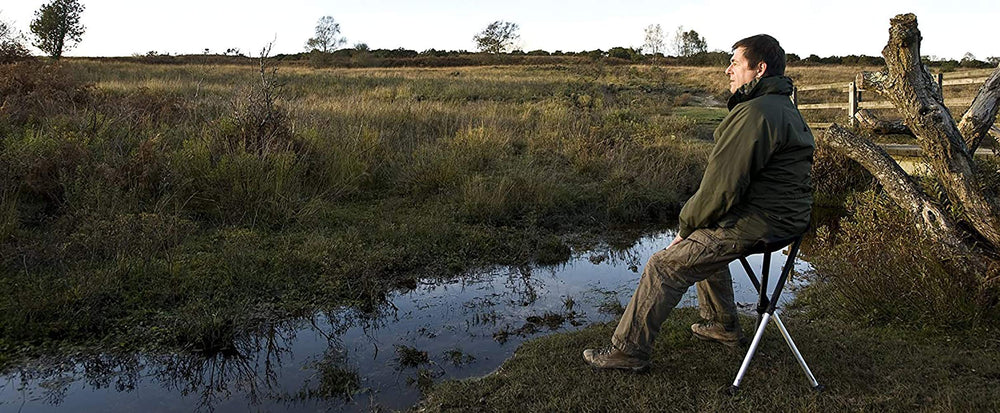 Walkstool Comfort model on-site with strap attached demonstrates enhanced stability.