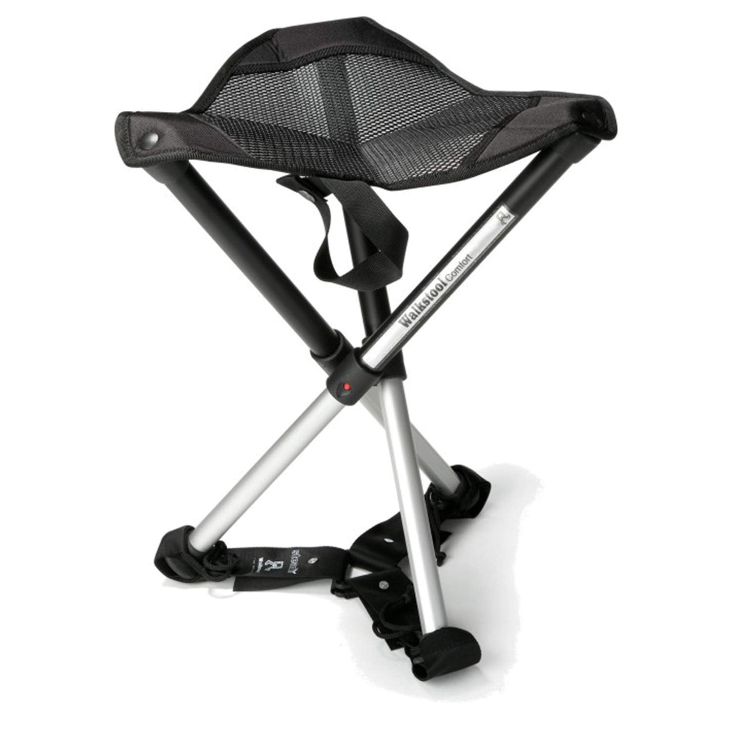 Walkstool reinforcement strap on Comfort model shows secure integration for outdoor use.