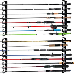 Sturdy metal wall-mounted fishing rod rack holder
