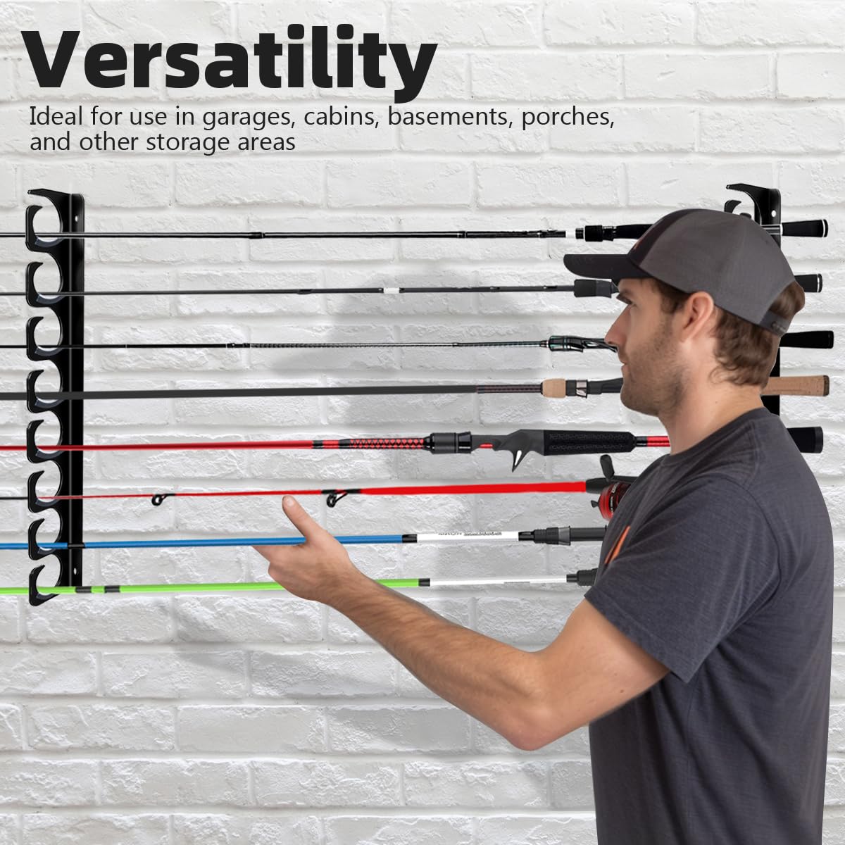 Neat display and organized storage for fishing poles